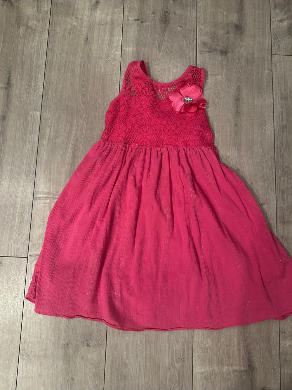Jenny & Me Girls Size 7 Pink Lace Flower Party Dress